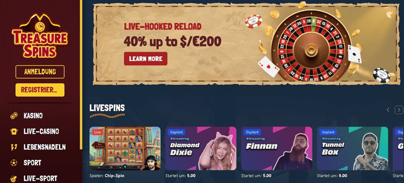 Treasurespins Casinos ohne Lizenz